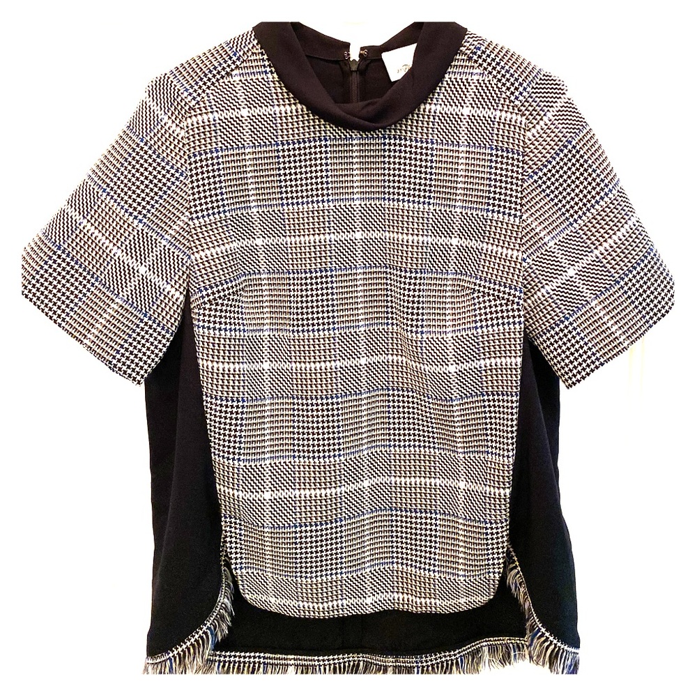 3.1 Phillip Lim Fringe Hem Blouse; black/white